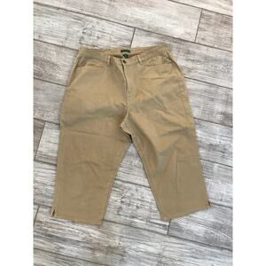 EUC Ralph Lauren Khaki Classic Women's Jeans Size 16W Cotton Cropped w/ Pockets
